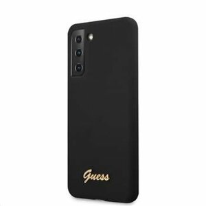 GUHCS21MLSLMGBK Guess Silicone Metal Logo Script Zadní Kryt pro Samsung Galaxy S21+ Black