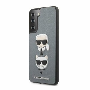 KLHCS21MSAKICKCSL Karl Lagerfeld Saffiano K&C Heads Kryt pro Samsung Galaxy S21+ Silver