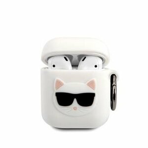 KLACA2SILCHWH Karl Lagerfeld Choupette Head Pouzdro pro Airpods 1/2 White