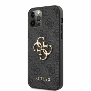 Puzdro Guess GUHCP12M4GMGGR PU 4G Metal Logo iPhone 12/12 Pro - šedé