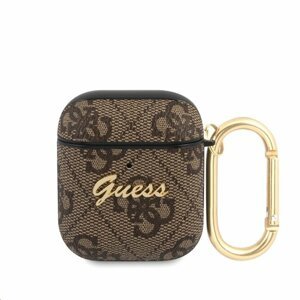 GUA24GSMW Guess 4G Script PC/PU Pouzdro pro Airpods 1/2 Brown