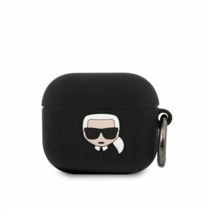 KLACA3SILKHBK Karl Lagerfeld Karl Head Silikonové Pouzdro pro Airpods 3 Black