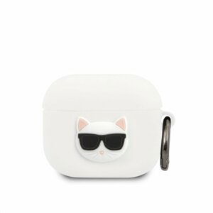 KLACA3SILCHWH Karl Lagerfeld Choupette Head Silikonové Pouzdro pro Airpods 3 White