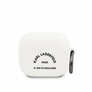 KLACA3SILRSGWH Karl Lagerfeld Rue St Guillaume Silikonové Pouzdro pro Airpods 3 White