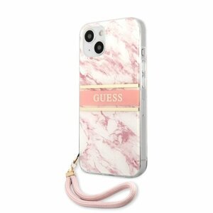 Puzdro Guess GUHCP13SKMABPI TPU Marble Stripe iPhone 13 mini - ružové