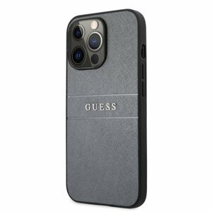 GUHCP13LPSASBGR Guess PU Leather Saffiano Zadní Kryt pro iPhone 13 Pro Grey