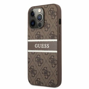 Puzdro Guess GUHCP13L4GDBR PU 4G Printed Stripe iPhone 13 Pro - hnedé