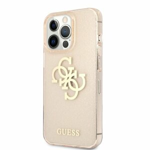 GUHCP13LPCUGL4GGO Guess TPU Big 4G Full Glitter Zadní Kryt pro iPhone 13 Pro Gold