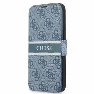 GUBKP13M4GDBL Guess PU 4G Printed Stripe Book Pouzdro pro iPhone 13 Blue