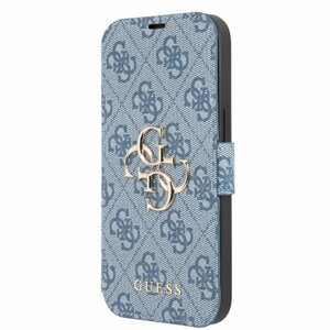 GUBKP13M4GMGBL Guess PU 4G Metal Logo Book Pouzdro pro iPhone 13 Blue