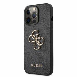 GUHCP13L4GMGGR Guess PU 4G Metal Logo Zadní Kryt pro iPhone 13 Pro Grey