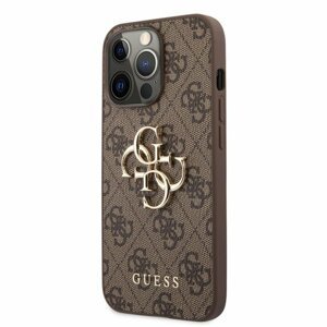 GUHCP13X4GMGBR Guess PU 4G Metal Logo Zadní Kryt pro iPhone 13 Pro Max Brown