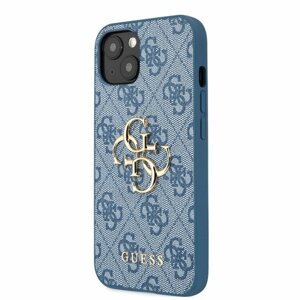 GUHCP13S4GMGBL Guess PU 4G Metal Logo Zadní Kryt pro iPhone 13 mini Blue