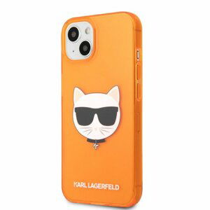 KLHCP13SCHTRO Karl Lagerfeld TPU Choupette Head Kryt pro iPhone 13 mini Fluo Orange