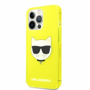 Puzdro Karl Lagerfeld KLHCP13LCHTRY TPU Choupette Head iPhone 13 Pro - žlté