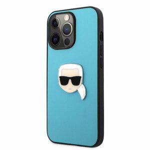 KLHCP13LPKMB Karl Lagerfeld PU Leather Karl Head Kryt pro iPhone 13 Pro Blue