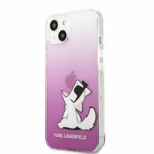 KLHCP13MCFNRCPI Karl Lagerfeld PC/TPU Choupette Eat Kryt pro iPhone 13 Pink