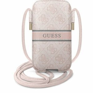 Puzdro Guess GUPHM4GDPI PU 4G Printed Stripe Pouch S/M - ružové (vnútorný rozmer: 159 x 91 mm)