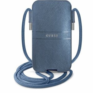 GUPHMPSASBBL Guess PU Saffiano Metal Logo Pouch S/M Blue (vnútorný rozmer: 159 x 91 mm)