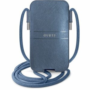 GUPHLPSASBBL Guess PU Saffiano Metal Logo Pouch L Blue (vnútorný rozmer: 169 x 101 mm)