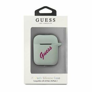 Guess puzdro na Apple AirPods, Silicone Vintag, cyklamenová