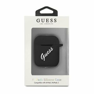 Guess puzdro na Apple AirPods, Silicone Vintag, čierno - biela