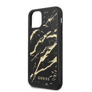 Guess case for iPhone 11 Pro GUHCN58MGGBK black hard case Gold Glitter Marble