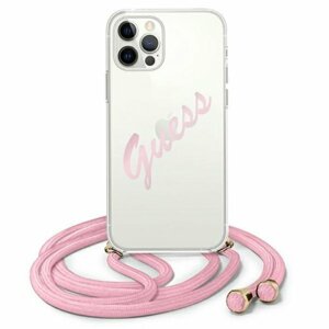 Guess case for iPhone 12 Pro Max 6,7" GUHCP12LCRTVSPI pink hard case Script Vintage