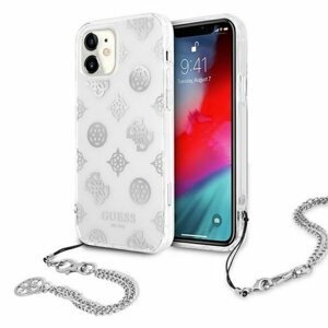 Guess case for iPhone 12 Pro Max 6,7" GUHCP12LKSPESI silver hard case Peony Chain Collection