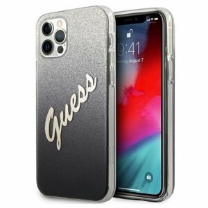 Guess case for iPhone 12 Pro Max 6,7" GUHCP12LPCUGLSBK black hard case Glitter Gradient Script