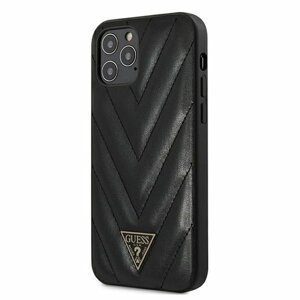 Guess case for iPhone 12 Pro Max 6,7" GUHCP12LPUVQTMLBK black hard case V-Quilted Collection