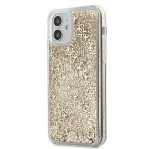 Guess case for iPhone 12 Mini 5,4" GUHCP12SLG4GSLG gold hard case 4G Liquid Glitter