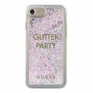 Guess case for iPhone 7 / 8 / SE 2020 GUHCP7GLUQPU purple hard case Liquid Glitter Party