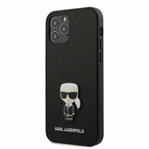 Karl Lagerfeld case for iPhone 12 / 12 Pro 6,1" KLHCP12MIKMSBK black hard case Saffiano Iconic