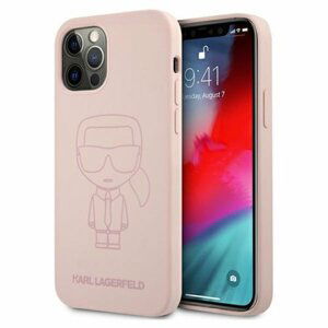 Karl Lagerfeld case for iPhone 12 Mini 5,4" KLHCP12SSILTTPI pink hard case Silicone Iconic Out