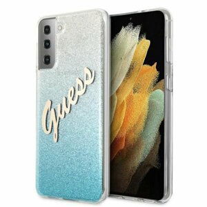 Guess case for Samsung Galaxy S21 GUHCS21SPCUGLSBL blue hard case Glitter Vintage Logo