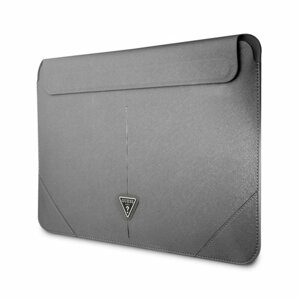 Guess Saffiano Triangle Metal Logo Computer Sleeve 13/14" Silver