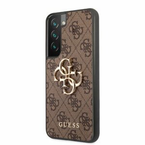 Guess PU 4G Metal Logo Zadní Kryt pro Samsung Galaxy S22 Brown