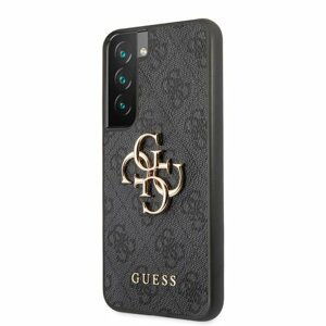 Guess PU 4G Metal Logo Zadní Kryt pro Samsung Galaxy S22 Grey