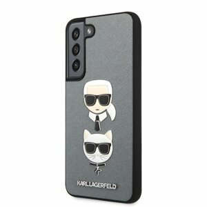 Karl Lagerfeld Saffiano K&C Heads Kryt pro Samsung Galaxy S22 Silver