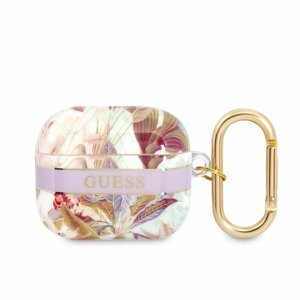 Guess TPU Flower Print Pouzdro pro Airpods 3 Purple