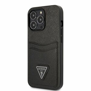 Guess Saffiano Double Card Zadní Kryt pro iPhone 13 Pro Max Black