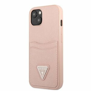 Guess Saffiano Double Card Zadní Kryt pro iPhone 13 Pink