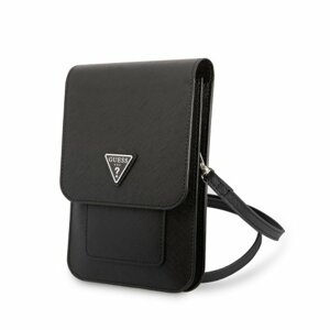 Guess PU Saffiano Triangle Logo Phone Bag Black