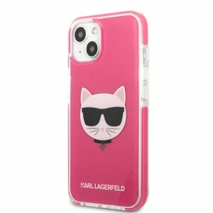 Karl Lagerfeld TPE Choupette Head Kryt pro iPhone 13 Fuchsia