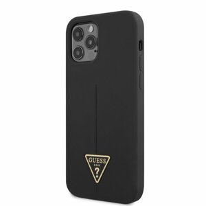 Guess Silicone Line Triangle Zadní Kryt pro iPhone 12/12 Pro Black