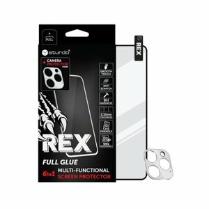 Sturdo Rex protective glass + Camera protection iPhone 13 Pro Max, čierne, 6v1