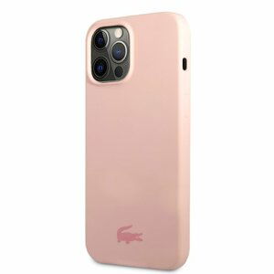 Lacoste Liquid Silicone Glossy Printing Logo Kryt pro iPhone 13 Pro Max Pink