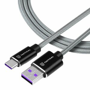 Tactical Fast Rope Aramid Cable USB-A/USB-C - HUAWEI SUPER CHARGE  1m Grey