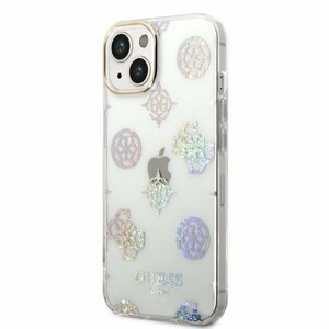 Puzdro Guess PC/TPU Peony Glitter iPhone 14 - biele